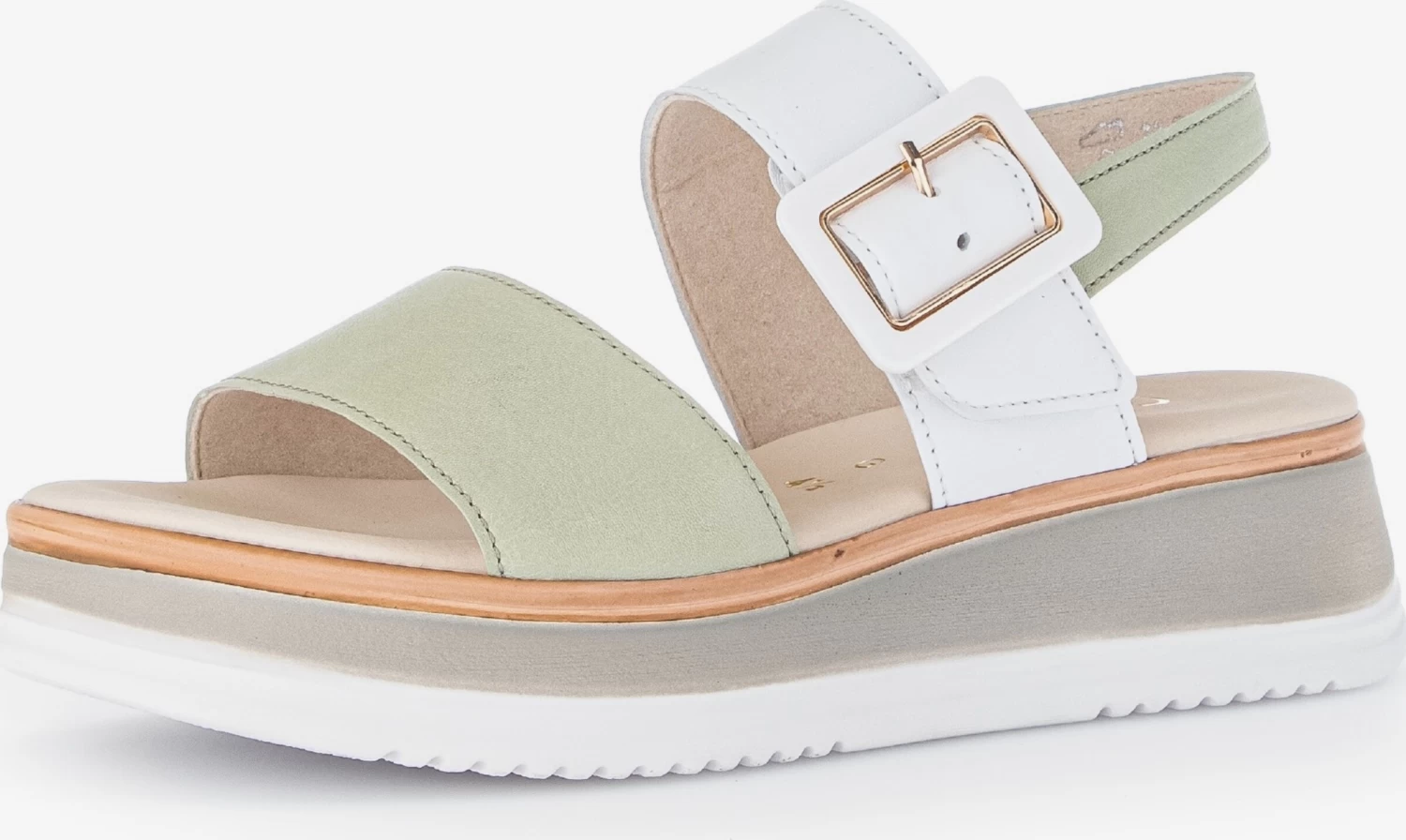 Gabor Sandales à Brides Sandales à Lanières Femme Olive / Blanc