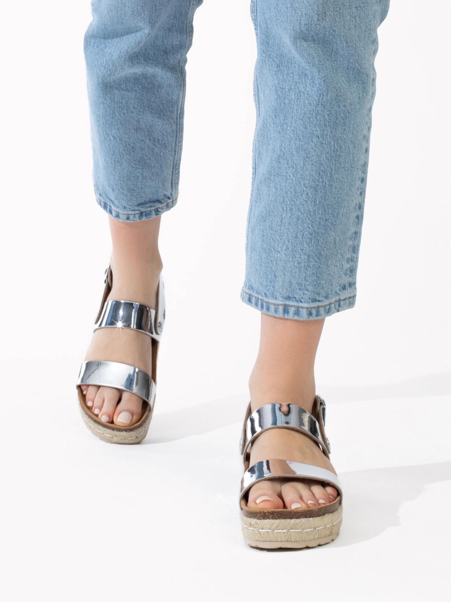 Sandales à Plateau Sandales Femme Argent – Image 8