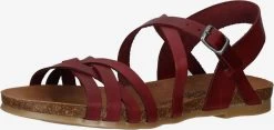 Sandales à Brides Sandales à Lanières Femme Rouge Foncé