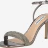 Steve Madden Sandales à Talons Sandales à Lanières ENTICE Femme Gris Argenté