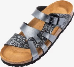Sandales à Plateau Mule Kreta Femme Gris Argenté